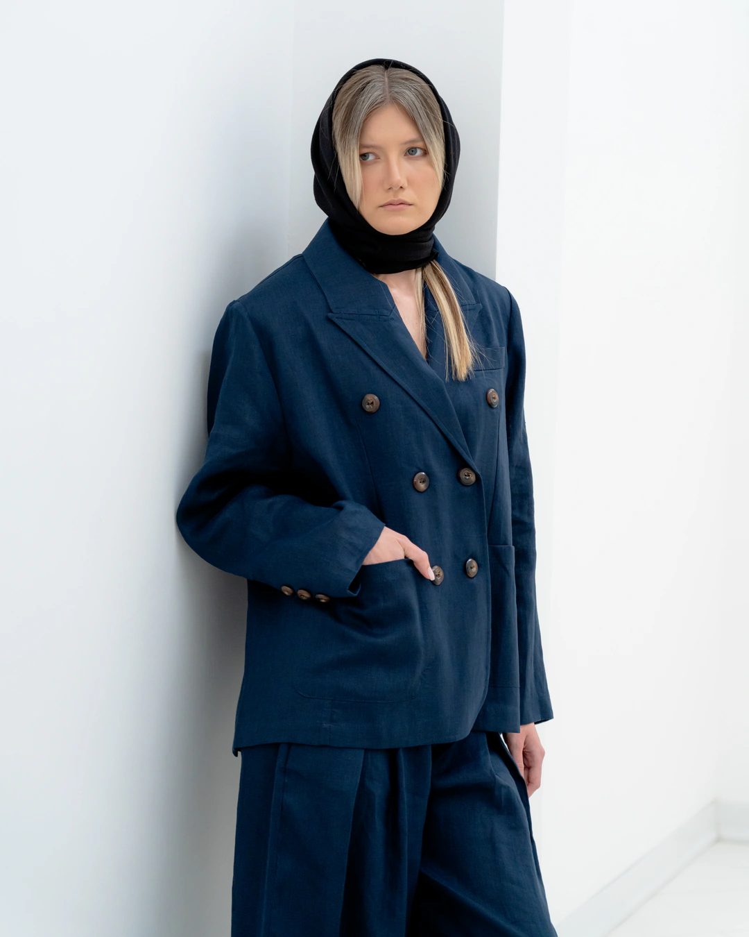 coat099 - کت لينن ITLY جيب از رو
